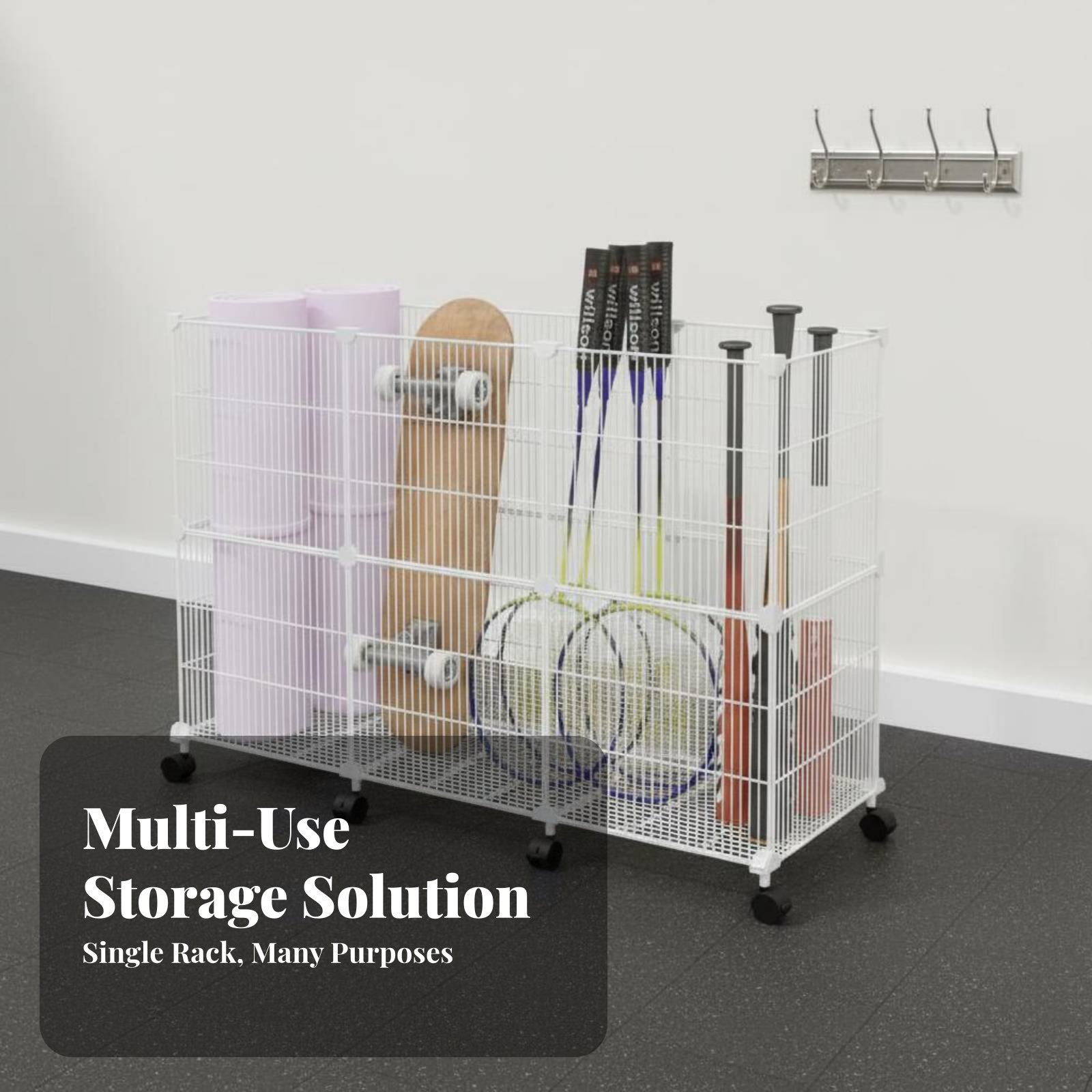 Sports Equipment Organizer Garage - Troli Penyimpanan Peralatan Olahraga, Rak Organizer