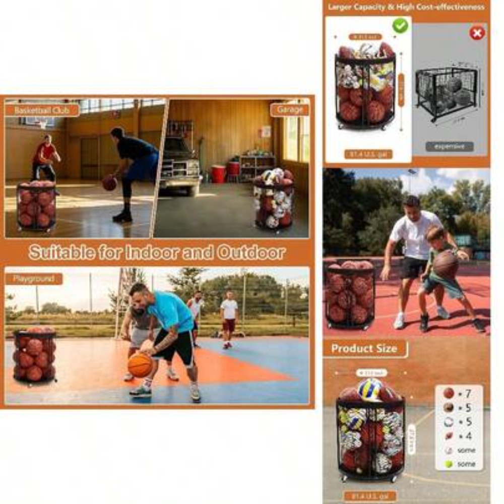 Troli Penyimpanan Bola Tahan B - Sports Equipment Basketball ulasan dan harga